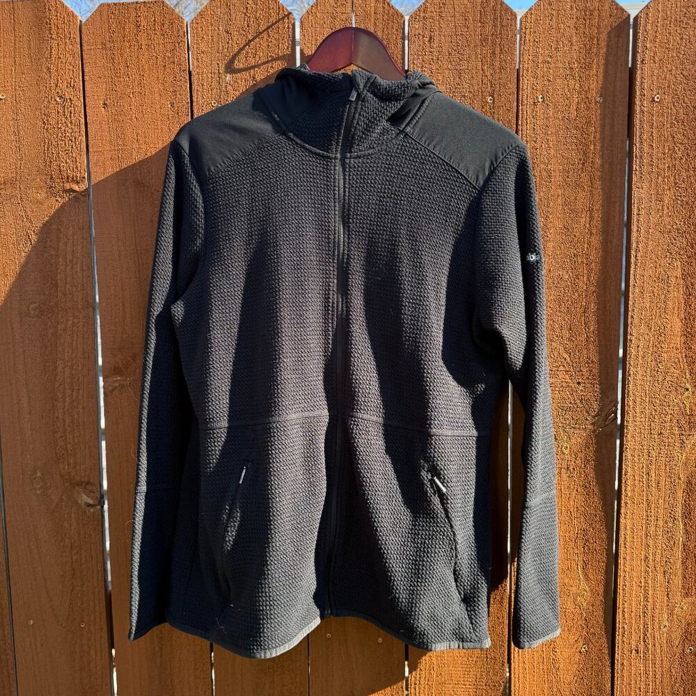 Black Columbia Waffle Knit Full Zip Jacket with Hood XL